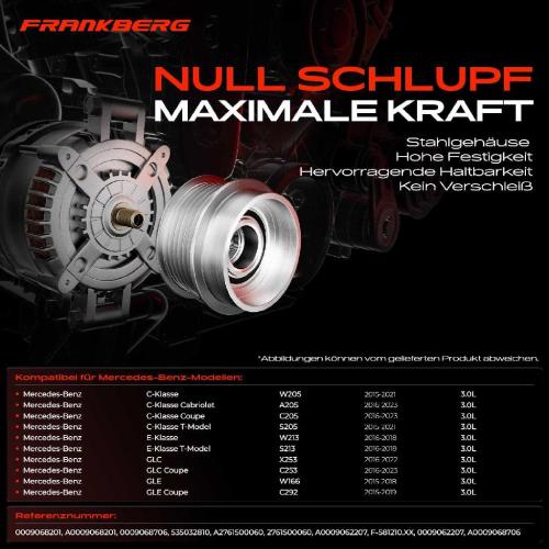 Frankberg 1x Generatorfreilauf Lichtmaschine für Mercedes-Benz W205 W213 W166 S205 C253 C292 Bild Frankberg 1x Generatorfreilauf Lichtmaschine für Mercedes-Benz W205 W213 W166 S205 C253 C292