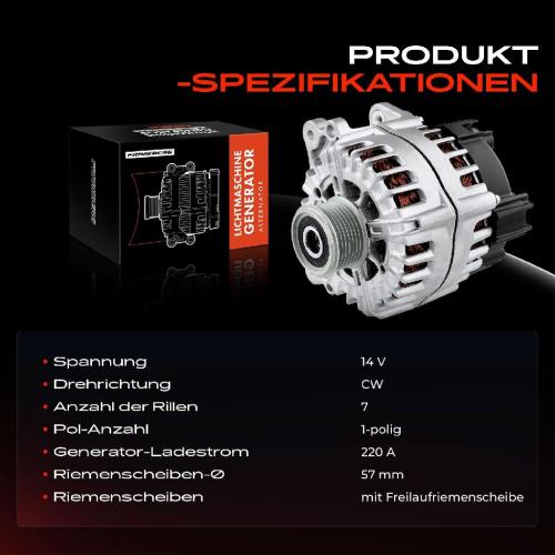 1x Lichtmaschine Generator für VW Touareg 7P5 7P6 2014-2018 3.6L Bild 1x Lichtmaschine Generator für VW Touareg 7P5 7P6 2014-2018 3.6L