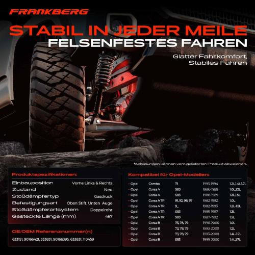 2x Stoßdämpfer Vorderachse für Opel Combo Corsa A CC TR Corsa B 1982-2001 Bild 2x Stoßdämpfer Vorderachse für Opel Combo Corsa A CC TR Corsa B 1982-2001