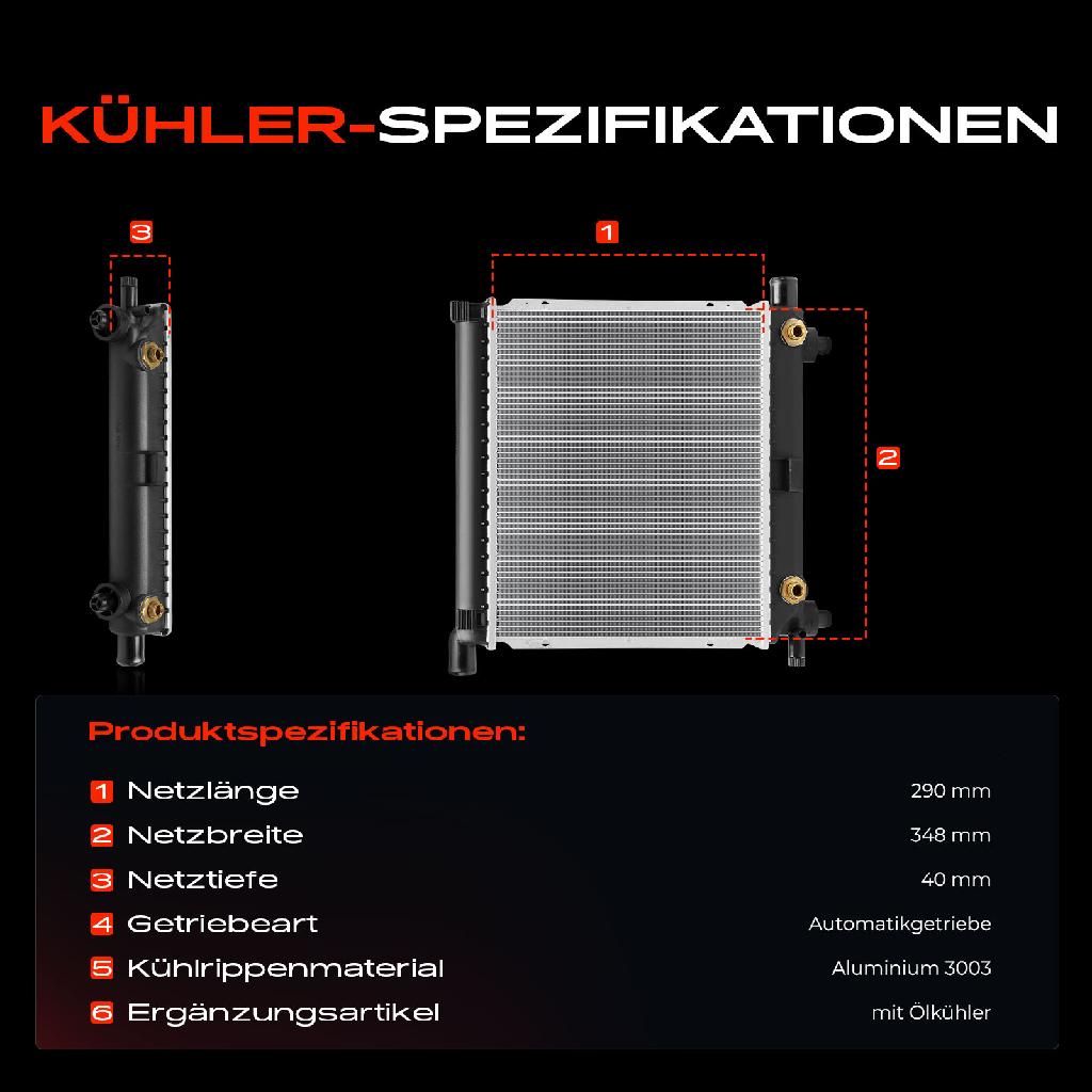 1x Kühler Wasserkühler Motorkühler für Mercedes-Benz 124 W124 190