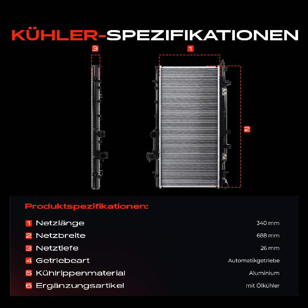 1x Kühler Wasserkühler Motorkühler für Subaru Impreza Station Wagon/Stufenheck GD 2.0 AWD 2000-2007