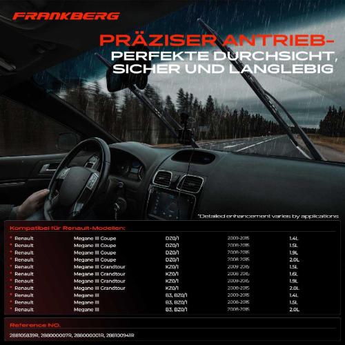 Frankberg 1x Wischermotor Scheibenwischermotor Vorne für Renault Megane 3 DZ0/1 KZ0/1 BZ0/1 Bild Frankberg 1x Wischermotor Scheibenwischermotor Vorne für Renault Megane 3 DZ0/1 KZ0/1 BZ0/1