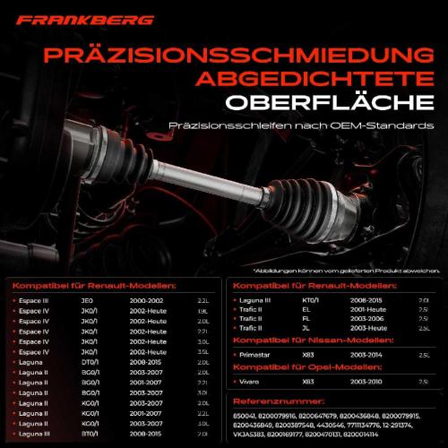 Frankberg 1x Antriebswelle Gelenksatz Vorderachse f r Nissan Primastar X83 Renault Laguna Espace Bild Frankberg 1x Antriebswelle Gelenksatz Vorderachse f r Nissan Primastar X83 Renault Laguna Espace