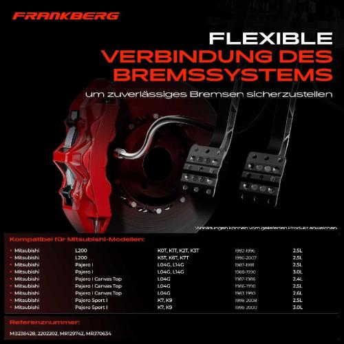 1x Bremsschlauch Bremsschläuche Vorderachse Links oder Rechts für Mitsubishi L200 Pajero 2.3L-3.0L Bild 1x Bremsschlauch Bremsschläuche Vorderachse Links oder Rechts für Mitsubishi L200 Pajero 2.3L-3.0L