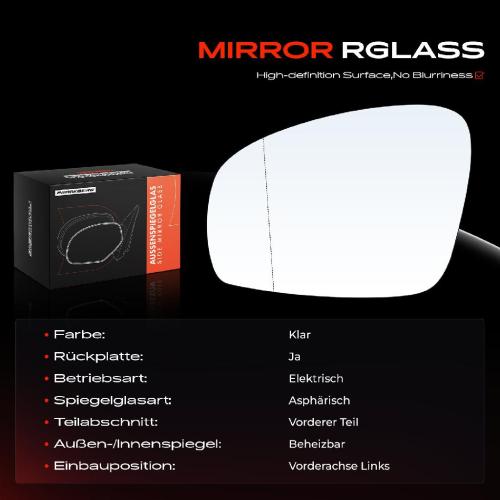 1x Spiegelglas Außenspiegel links für Skoda Fabia II Combi 545 542 Roomster 5J7 Bild 1x Spiegelglas Außenspiegel links für Skoda Fabia II Combi 545 542 Roomster 5J7