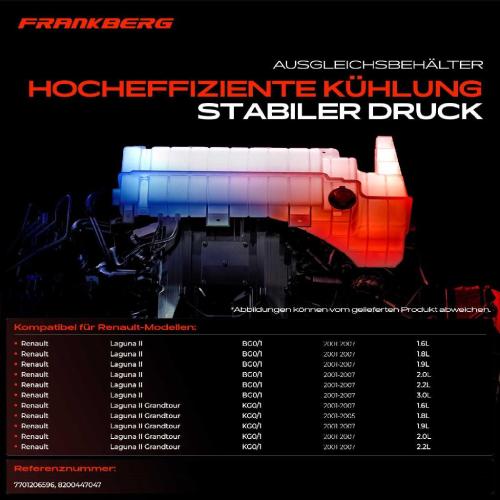 Frankberg 1x Ausgleichsbehälter Kühlmittelbehälter für Renault Laguna II BG0/1 KG0/1 2001-2007 Bild Frankberg 1x Ausgleichsbehälter Kühlmittelbehälter für Renault Laguna II BG0/1 KG0/1 2001-2007