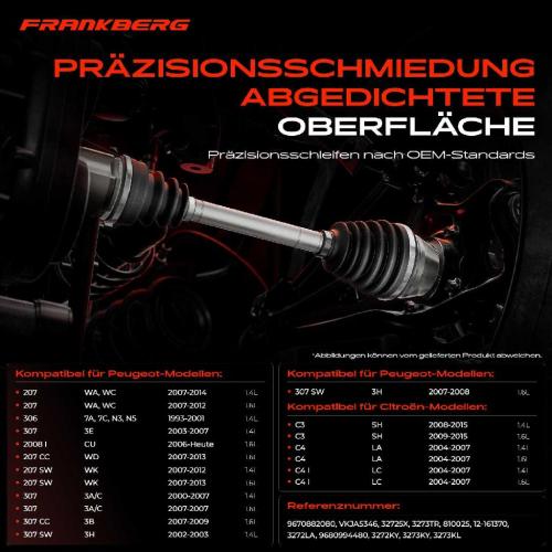1x Antriebswelle Gelenksatz Vorderachse für Peugeot 207 307 2008 Citroën C3 C4 Bild 1x Antriebswelle Gelenksatz Vorderachse für Peugeot 207 307 2008 Citroën C3 C4