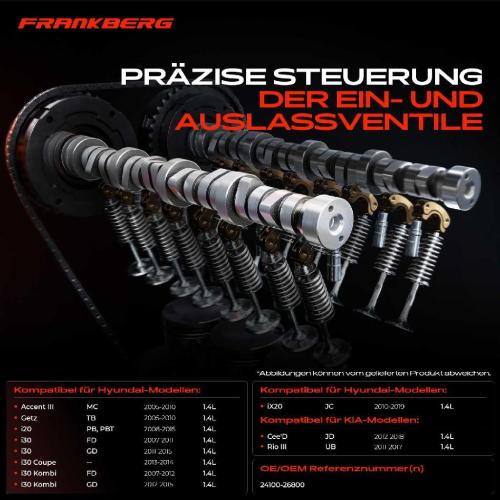 Frankberg 1x Nockenwelle für Hyundai Accent Getz i20 i30 2005-2017 KIA Cee'D ED Rio UB 1.4L Bild Frankberg 1x Nockenwelle für Hyundai Accent Getz i20 i30 2005-2017 KIA Cee'D ED Rio UB 1.4L