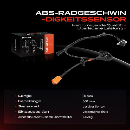 1x ABS Sensor Vorderachse links für Honda Civic VI Aerodeck Fastback Hatchback 1.4L 1994-2001 Bild 1x ABS Sensor Vorderachse links für Honda Civic VI Aerodeck Fastback Hatchback 1.4L 1994-2001