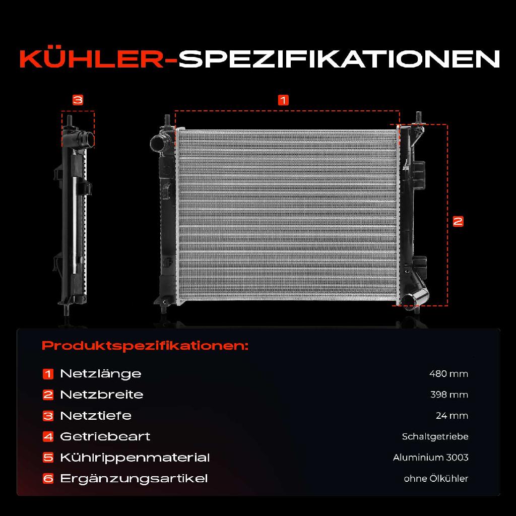 1x Kühler Wasserkühler Motorkühler für Hyundai iX20 JC KIA Venga YN