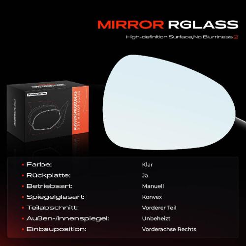 1x Spiegelglas Außenspiegel rechts für Seat Ibiza 4 6J5 6P1 Leon 1P1 Exeo ST Bild 1x Spiegelglas Außenspiegel rechts für Seat Ibiza 4 6J5 6P1 Leon 1P1 Exeo ST