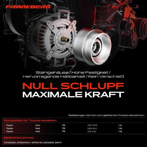 1x Generatorfreilauf Lichtmaschine für Toyota Yaris 1.4L 2005-2012 Bild 1x Generatorfreilauf Lichtmaschine für Toyota Yaris 1.4L 2005-2012