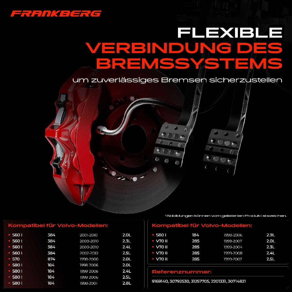 1x Bremsschlauch Bremsschläuche Vorderachse Links oder Rechts für Volvo S60 I S80 V70 II
