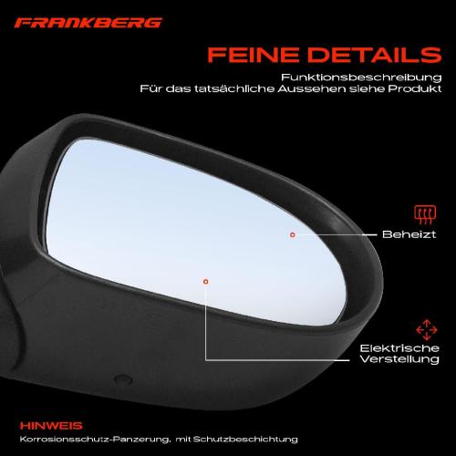 Frankberg 1x Außenspiegel Rechts für Renault Clio III BR0/1 CR0/1 Grandtour KR0/1 2005-2009 Bild Frankberg 1x Außenspiegel Rechts für Renault Clio III BR0/1 CR0/1 Grandtour KR0/1 2005-2009
