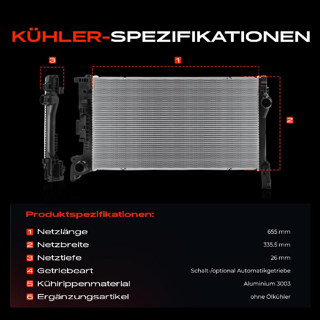 1x Kühler Wasserkühler Motorkühler für Volvo S90 II V60 II V90 II XC60 II 2.0L
