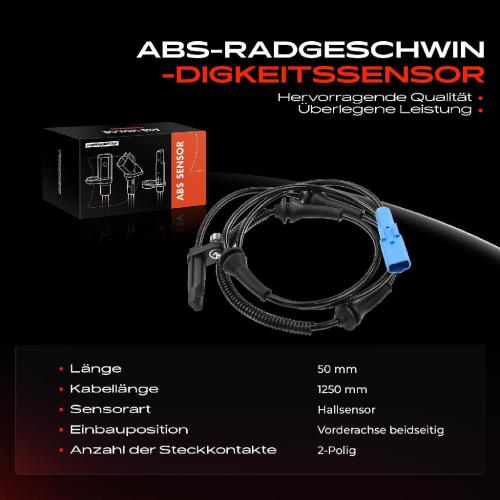 Frankberg 1x ABS Sensor Vorderachse beidseitig für Citroën C5 III Break C6 Peugeot 407 Coupe SW 508 I Kasten/Kombi Bild Frankberg 1x ABS Sensor Vorderachse beidseitig für Citroën C5 III Break C6 Peugeot 407 Coupe SW 508 I Kasten/Kombi