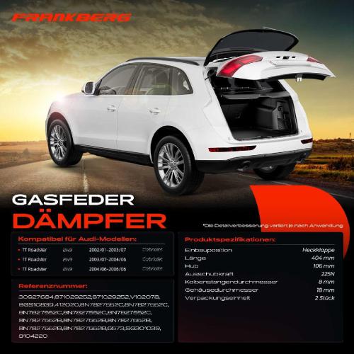 2x Gasfeder Dämpfer Heckklappe Audi TT Roadster 8N9 Cabriolet 2002-2006 Bild 2x Gasfeder Dämpfer Heckklappe Audi TT Roadster 8N9 Cabriolet 2002-2006