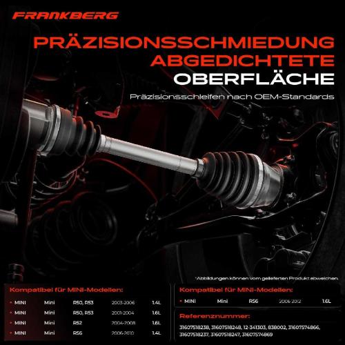 1x Antriebswelle Gelenksatz Vorderachse für MINI R50 R53 R56 R52 Cooper One 2001-2012 Bild 1x Antriebswelle Gelenksatz Vorderachse für MINI R50 R53 R56 R52 Cooper One 2001-2012