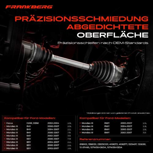 Frankberg 1x Antriebswelle Gelenksatz Vorderachse für Ford Mondeo 3 B5Y B4Y BWY Focus DAW 2000-2007 Bild Frankberg 1x Antriebswelle Gelenksatz Vorderachse für Ford Mondeo 3 B5Y B4Y BWY Focus DAW 2000-2007
