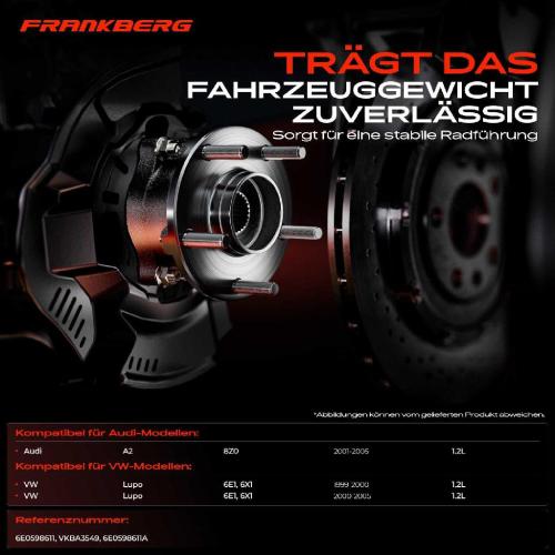 1x Radnabe Radlagersatz Hinterachse beidseitig für VW Lupo Audi A2 8Z0 6E1 6X1 1.2L 1999-2005 Bild 1x Radnabe Radlagersatz Hinterachse beidseitig für VW Lupo Audi A2 8Z0 6E1 6X1 1.2L 1999-2005