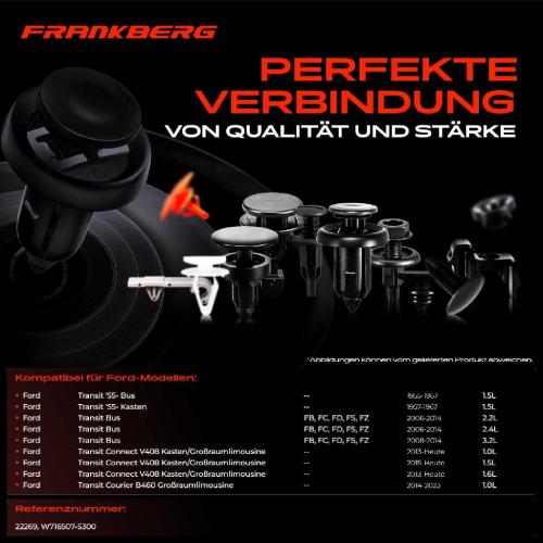 Frankberg 10x Befestigungsclips Tür Radlauf für Ford Transit Bus Kasten FB FC FD FS FZ FA Bild Frankberg 10x Befestigungsclips Tür Radlauf für Ford Transit Bus Kasten FB FC FD FS FZ FA