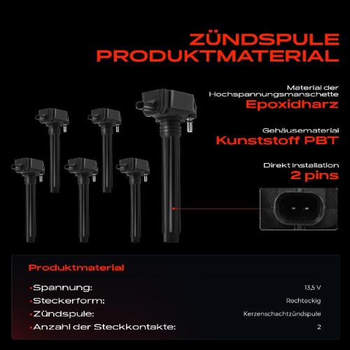 6x Zündspule Zündkerze für Dodge Challenger Coupe Durango WD Jeep Grand Cherokee IV WK WK2 Wrangler III JK Bild 6x Zündspule Zündkerze für Dodge Challenger Coupe Durango WD Jeep Grand Cherokee IV WK WK2 Wrangler III JK