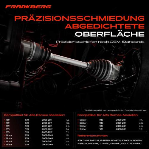 1x Antriebswelle Gelenksatz Vorderachse für Alfa Romeo 159 Brera Spider 939 2005-2011 Bild 1x Antriebswelle Gelenksatz Vorderachse für Alfa Romeo 159 Brera Spider 939 2005-2011
