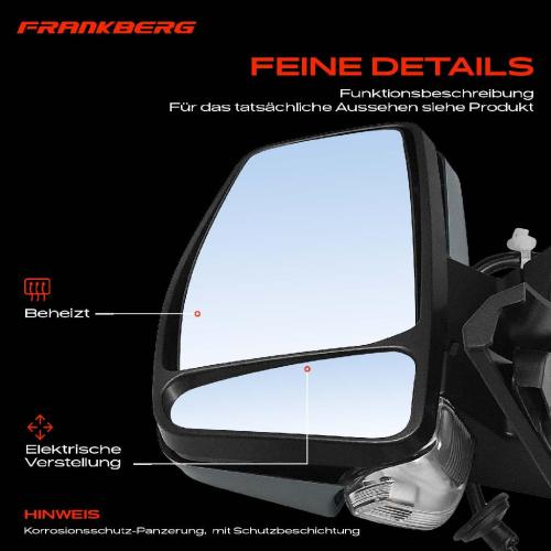 Frankberg 1x Außenspiegel Links für Ford Tourneo V362 F3 Transit V362 FY FZ Bj ab 2012 Bild Frankberg 1x Außenspiegel Links für Ford Tourneo V362 F3 Transit V362 FY FZ Bj ab 2012