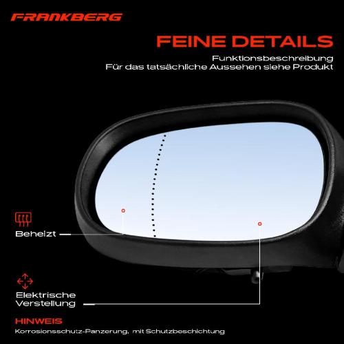 Frankberg 1x Außenspiegel Links für Renault Megane I Cabriolet Coach Grandtour Klasseic BA0/1 Bild Frankberg 1x Außenspiegel Links für Renault Megane I Cabriolet Coach Grandtour Klasseic BA0/1