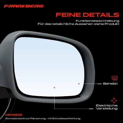 Frankberg 1x Außenspiegel Rechts für VW Polo 6V2 6V5 Seat Cordoba 6K1 6K2 6K5 Ibiza 6K1 1995-2002 Bild Frankberg 1x Außenspiegel Rechts für VW Polo 6V2 6V5 Seat Cordoba 6K1 6K2 6K5 Ibiza 6K1 1995-2002