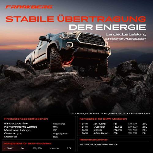 Frankberg 1x Kardanwelle Gelenkwelle Hinterachse für BMW 3er F30 F80 3er Touring F31 4 Cabriolet F33 F83 F32 F82 Bild Frankberg 1x Kardanwelle Gelenkwelle Hinterachse für BMW 3er F30 F80 3er Touring F31 4 Cabriolet F33 F83 F32 F82