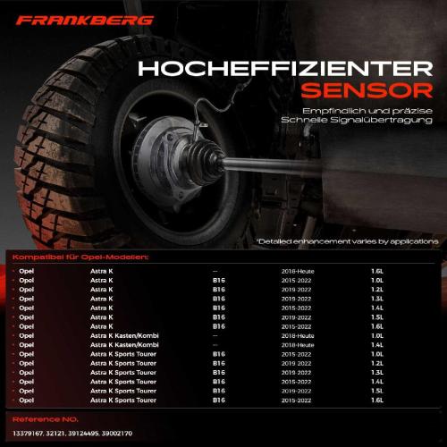 Frankberg 1x ABS Sensor Hinterachse beidseitig für Opel Astra K Kasten/Kombi Sports Tourer 1.6L 1.0L Bj ab 2015 Bild Frankberg 1x ABS Sensor Hinterachse beidseitig für Opel Astra K Kasten/Kombi Sports Tourer 1.6L 1.0L Bj ab 2015