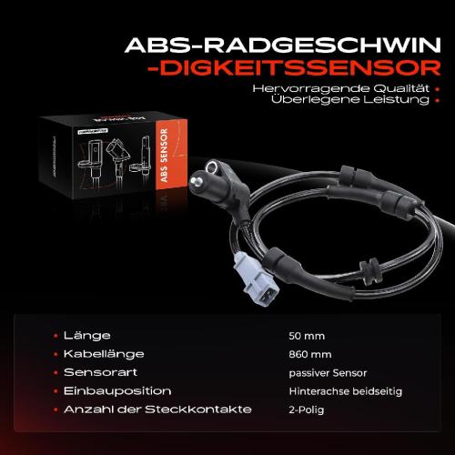 Frankberg 1x ABS Sensor Hinterachse beidseitig für Citroën Xsara Break 1.4L 1.5L 1.6L 1.8L 1.9L 2.0L 1997-2005 Bild Frankberg 1x ABS Sensor Hinterachse beidseitig für Citroën Xsara Break 1.4L 1.5L 1.6L 1.8L 1.9L 2.0L 1997-2005