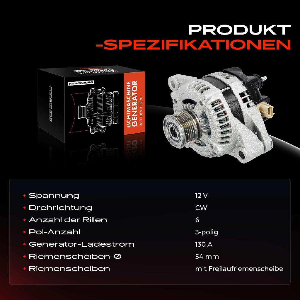 1x Lichtmaschine Generator für Fiat Freemont 345 2.0 JTD 4x4 Bj ab 2011