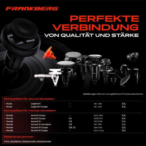 Frankberg 10x Befestigungsclips Radhaus für Honda Accord IV V VI VII Legend 2 Bild Frankberg 10x Befestigungsclips Radhaus für Honda Accord IV V VI VII Legend 2