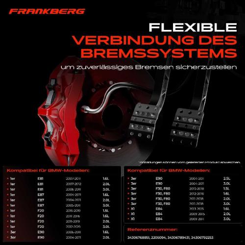 Frankberg 1x Bremsschlauch Bremsschläuche Hinterachse Links oder Rechts für BMW E90 E93 E92 E91 F31 E81 E87 F20 Bild Frankberg 1x Bremsschlauch Bremsschläuche Hinterachse Links oder Rechts für BMW E90 E93 E92 E91 F31 E81 E87 F20