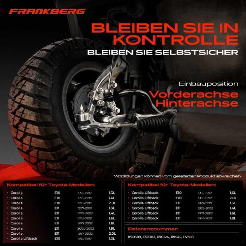 Frankberg 1x Querlenker Satz Vorderachse für Toyota Corolla Compact Kasten Liftback Station Wagon RAV 4 I Cabrio Bild Frankberg 1x Querlenker Satz Vorderachse für Toyota Corolla Compact Kasten Liftback Station Wagon RAV 4 I Cabrio