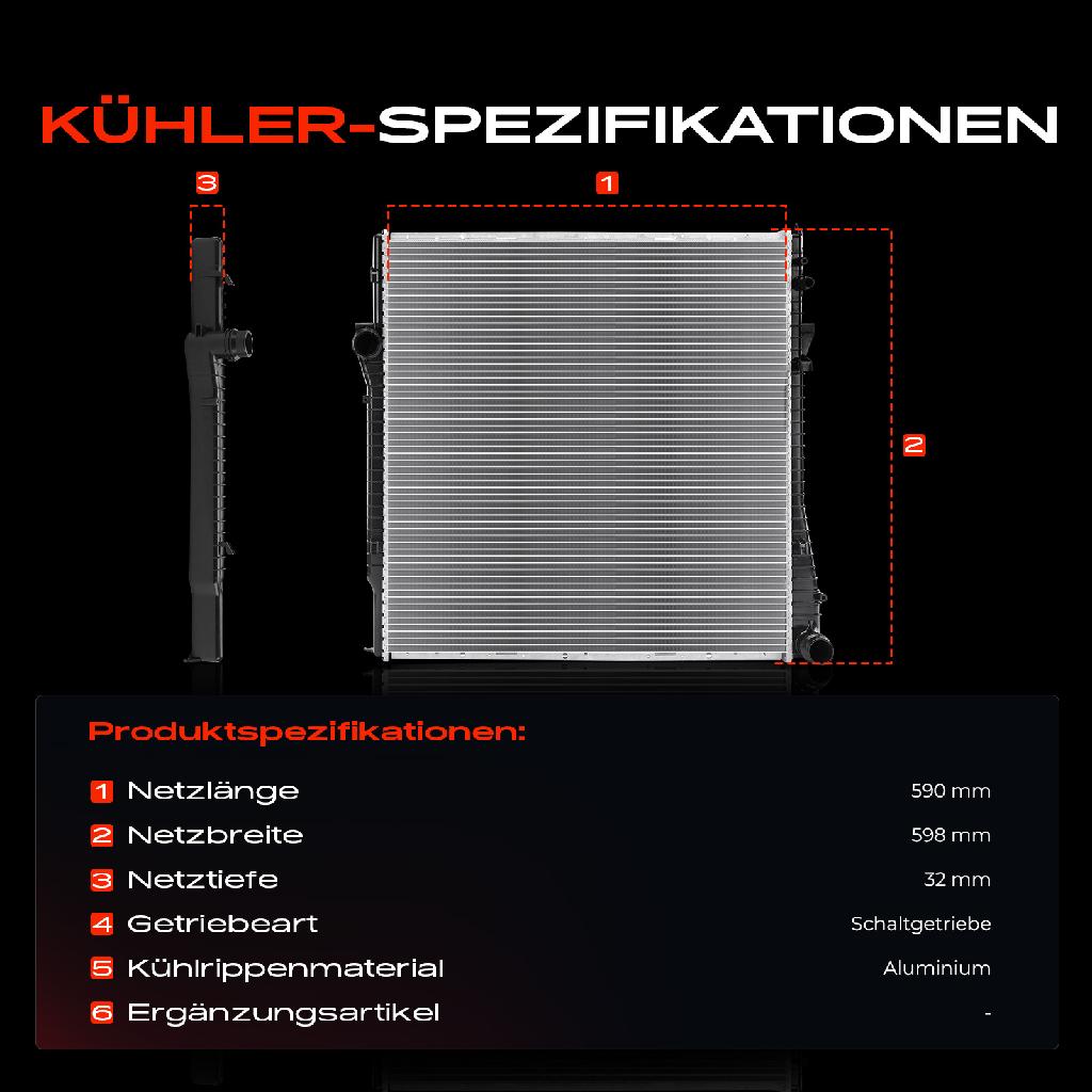 1x Kühler Wasserkühler Motorkühler für BMW X5 E53 2.9L 3.0L 2001-2006