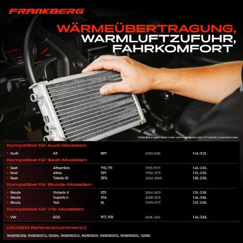 1x Wärmetauscher Innenraumheizung für VW Golf 5 6 Audi A3 Skoda Octavia Seat Leon Bild 1x Wärmetauscher Innenraumheizung für VW Golf 5 6 Audi A3 Skoda Octavia Seat Leon
