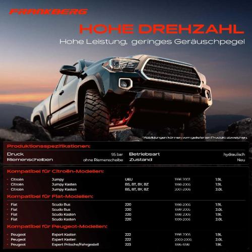 Frankberg 1x Servopumpe hydraulisch für Citroën Jumpy Fiat Scudo Palio Peugeot Expert Bild Frankberg 1x Servopumpe hydraulisch für Citroën Jumpy Fiat Scudo Palio Peugeot Expert