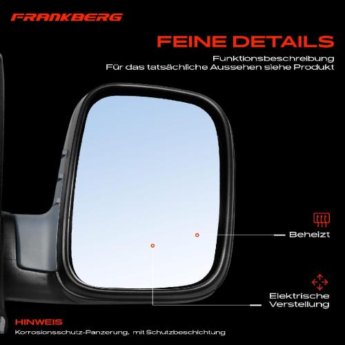 Frankberg 1x Außenspiegel Rechts für VW Multivan T5 Transporter 7E 7H 7J 2003-2015 Bild Frankberg 1x Außenspiegel Rechts für VW Multivan T5 Transporter 7E 7H 7J 2003-2015