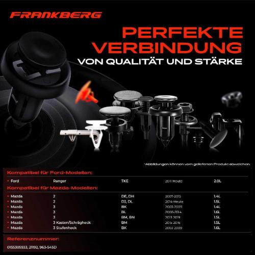 Frankberg 20x Befestigungsclips Stoßstange für Mazda 2 3 5 6 CX-3 Nissan Micra 4 5 Navara Bild Frankberg 20x Befestigungsclips Stoßstange für Mazda 2 3 5 6 CX-3 Nissan Micra 4 5 Navara