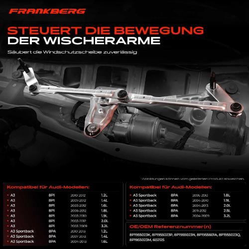 1x Wischergestänge Vorne für Audi A3 Sportback 8P1 8PA Bild 1x Wischergestänge Vorne für Audi A3 Sportback 8P1 8PA