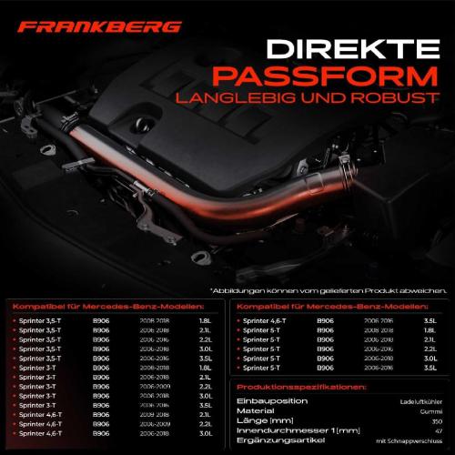 Frankberg 1x Kühlerschlauch Turboschlauch für Mercedes-Benz Sprinter 3,5-T Bus Kasten Pritsche/Fahrgestell B906 Bild Frankberg 1x Kühlerschlauch Turboschlauch für Mercedes-Benz Sprinter 3,5-T Bus Kasten Pritsche/Fahrgestell B906
