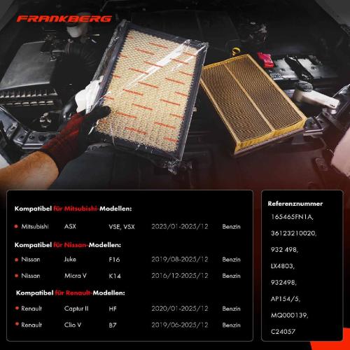 2x Luftfilter Filtereinsatz für Nissan Micra V Juke Renault Clio V Captur Bild 2x Luftfilter Filtereinsatz für Nissan Micra V Juke Renault Clio V Captur