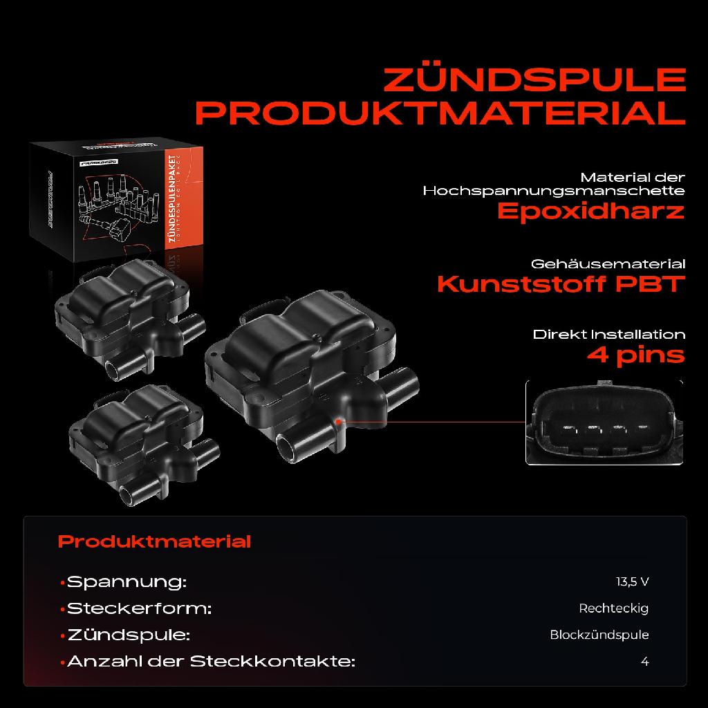3x Zündmodul Zündspule für Smart Cabrio City-Coupe Crossblade Fortwo Coupe Roadster 0.6L 0.7L 1998-2007
