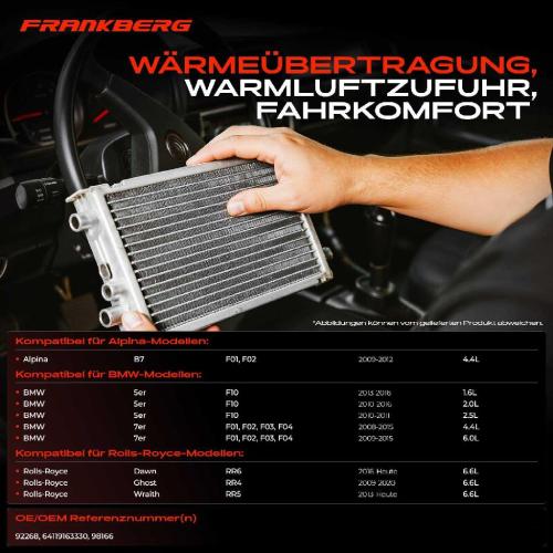1x Wärmetauscher Innenraumheizung für BMW 5er F10 6er 7er Rolls-Royce Alpina B7 Bild 1x Wärmetauscher Innenraumheizung für BMW 5er F10 6er 7er Rolls-Royce Alpina B7