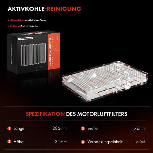 1x Innenraumfilter Aktivkohle für Citroën C2-C4 Peugeot 307 308 408 1007 Bild 1x Innenraumfilter Aktivkohle für Citroën C2-C4 Peugeot 307 308 408 1007