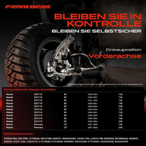 1x Querlenker Satz Vorderachse für Mazda 323 F VI BJ 323 S VI Premacy CP 1.3L 1.5L 1.6L 1.8L 2.0L 2000-2005 Bild 1x Querlenker Satz Vorderachse für Mazda 323 F VI BJ 323 S VI Premacy CP 1.3L 1.5L 1.6L 1.8L 2.0L 2000-2005