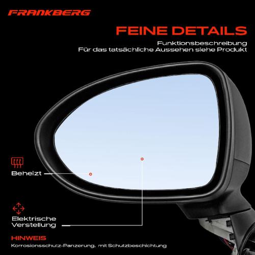 Frankberg 1x Außenspiegel Links für KIA Rio II Stufenheck Rio III JB UB 1.6L 2005-2021 Bild Frankberg 1x Außenspiegel Links für KIA Rio II Stufenheck Rio III JB UB 1.6L 2005-2021